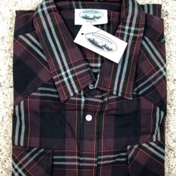 Woodland Creek Men's Plaid Long Sleeve Pearl Snap Shirt in Red Black - XL - Picture 1 of 8